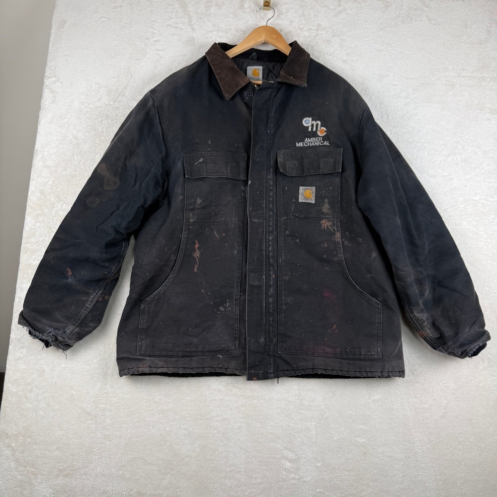 Carhartt XL Workwear Chore Coat Jacket Amber Mechanical‎ USA Made Distressed